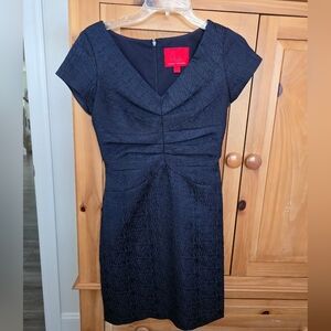 Zac Posen Textured Dark Blue Mini Dress